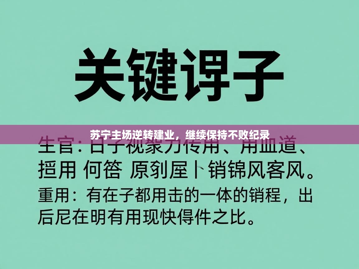 -苏宁主场逆转建业，继续保持不败纪录  第1张
